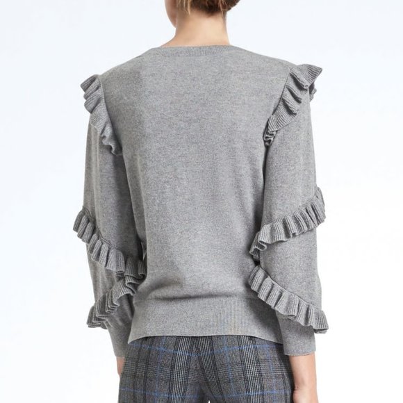 Banana Republic Italian SuperLoft Ruffle Crew Sweater - Picture 2 of 8